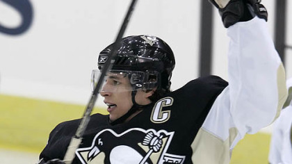 Sidney Crosby wears the new Penguins sweater jersey in a game last month.