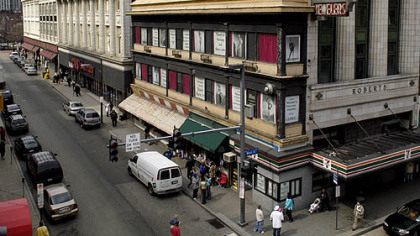 The Skinny Building at Wood Street and Forbes Avenue featured photos of burlesque performers last year.