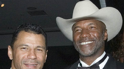 Former Steelers Rod Woodson, left, and Mel Blount, at the Steelers 75th Season Gala event at the David L. Lawrence Convention Center.