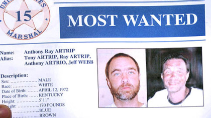 A copy of the U.S. Marshal's "Most Wanted" sheet for Anthony Ray Artrip.