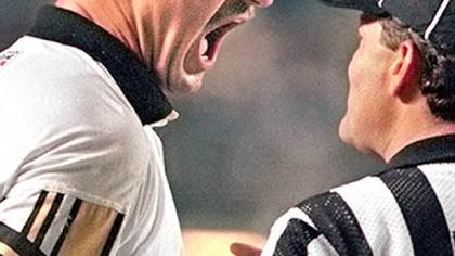Pittsburgh Steelers head coach Bill Cowher yells at an official during the 2002 season.