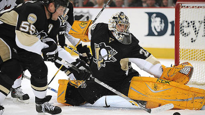 Goalie Marc-Andre Fleury faced 35 shots while losing for the third time this season.