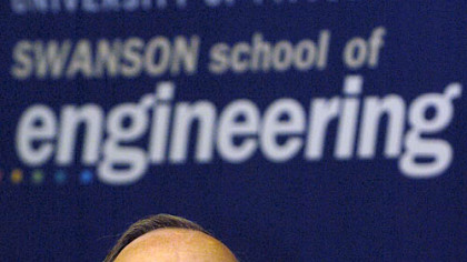 Pitt alumnus and Ansys founder John A. Swanson at yesterday's announcement.