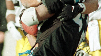 Steeler Rod Woodson hammers Carolina Panthers running back Anthony Johnson, 1996