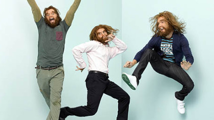 "Cavemen" stars Bill English as Joel, Nick Kroll as Nick, and Sam Huntington as Andy.