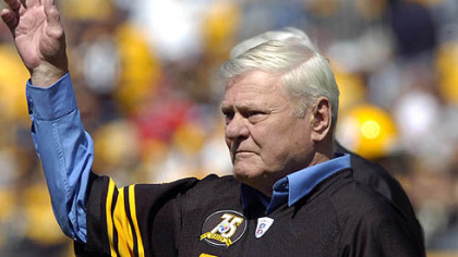 Former Steeler Jack Butler is recognized during a halftime ceremony.