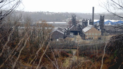 The old Carrie Furnaces along the Monongahela River are seen from Rankin on Sunday.