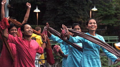 Cambodian students dance on stage yesterday at Kennywood.