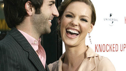 Katherine Heigl and Josh Kelley appear at the premiere of her movie "Knocked Up" in Los Angeles on May 21. They exchanged wedding vows on Sunday.