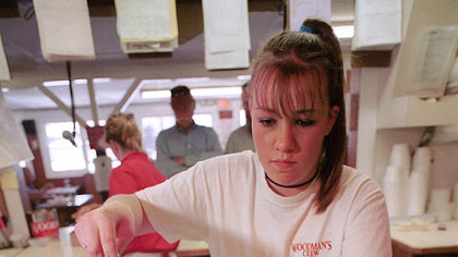 Ashley Eisner, 16, of Essex, Mass., scoops fried clams into a box in the Woodman's restaurant kitchen in Essex. The restaurant is believed to be the home of the original fried clam.

Map of Cape Ann

See a larger version

