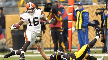 Browns return man Joshua Cribbs brought to light glaring weaknesses in the Steelers' kickoff and punt coverage. (vs. Browns 11/11/07)