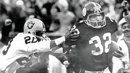 Photo of "The Immaculate Reception" by Pittsburgh Steeler Franco Harris.