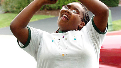 Umayma Dixon, 10, who was diagnosed with type 2 diabetes three years ago, plays basketball for exercise in the driveway of her Ross home. She is one of 23 local children enrolled so far in a study to find the best way to treat diabetes in children. She is being treated with metformin and lifestyle interventions.