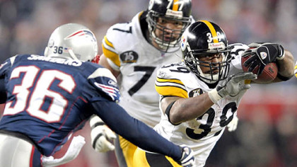 Willie Parker's 124 yards rushing Sunday against the Patriots boosted him ahead of the Vikings' Adrian Peterson as the top rusher in the NFL. (at Patriots 
12/9/2007)