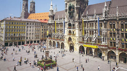Munich's Gothic city hall, facing Marienplatz, is "only" about 150 years old.