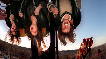 Riders take a spin on Kennywood's Aero 360.