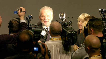 Former Steeler Jack Ham talks to the media at the Steelers 75th Season Gala.