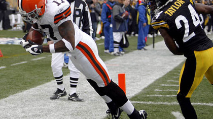 Braylon Edwards' touchdown catch Sunday in the first half. It was originally ruled incomplete because officials ruled he did not get both feet inbounds.