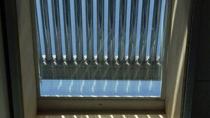 A solar collector used for hot water in the Solar Decathalon House.
