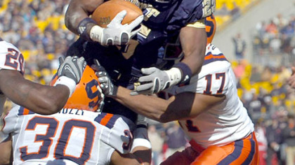 LeSean McCoy's 140 yards rushing put him over 1,000 for the season == the first Pitt back since 2000 to top 1,000.