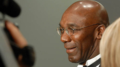 Former Steeler John Stallworth talks to the media at the Steelers 75th Season Gala at the David L. Lawrence Convention Center.